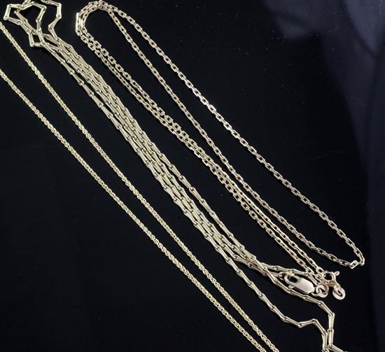 Two 9ct gold chains and an 18ct gold chain,